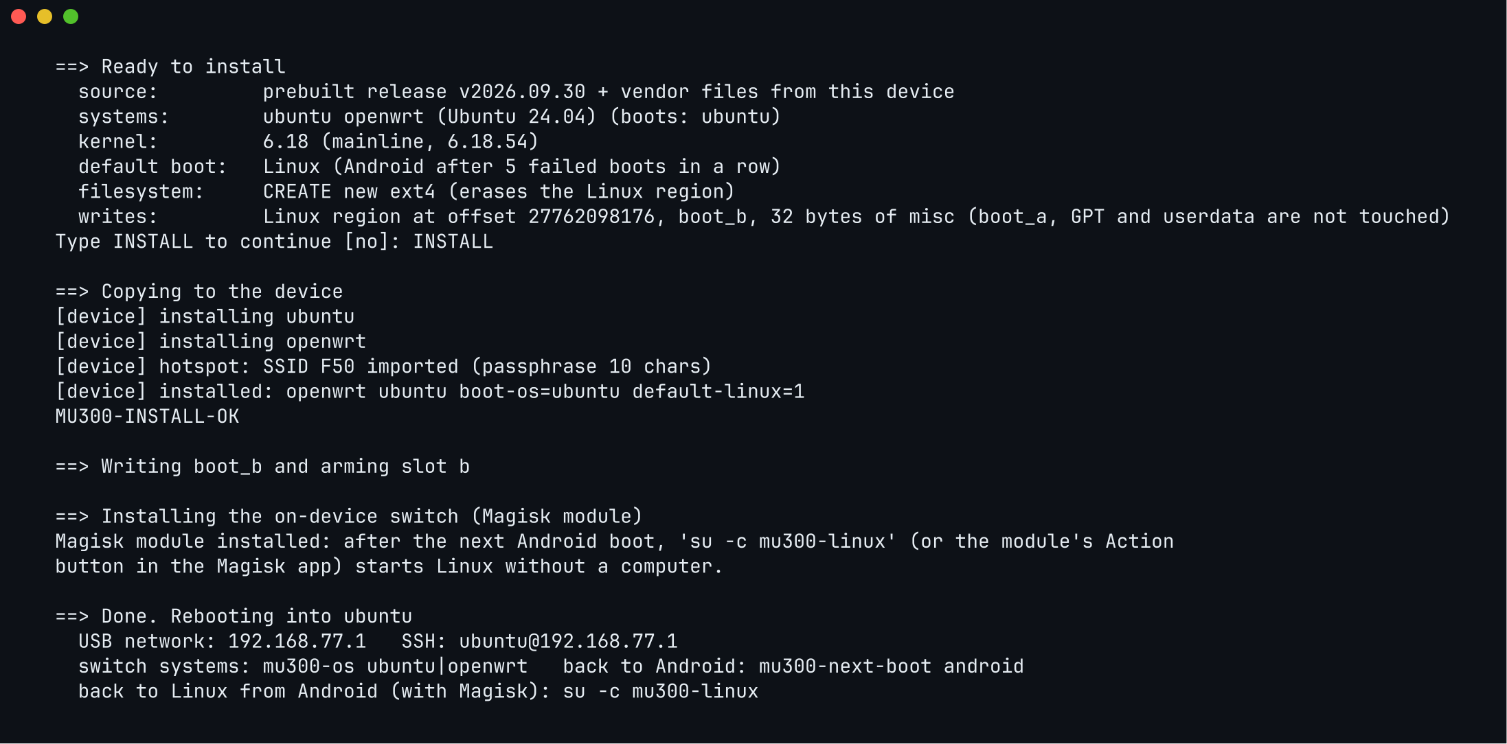 Install Linux on the ZTE F50 / MU300 and U30 Air: step-by-step guide